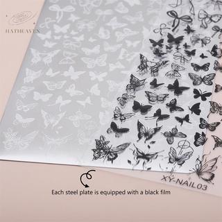 [hatheaven] Tấm dập móng tay cỡ lớn 9,5X14,5cm Hoa bướm Thiết kế rắn Mẫu nghệ thuật làm móng cho DIY Trang trí móng tay Stencils Đẹp