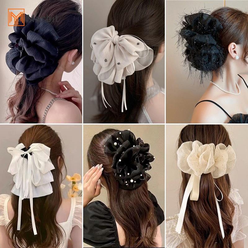 [Mar-T] Kẹp Nơ Lưới Thanh Lịch Nữ Tính Khí Phụ Kiện Thời Trang Tạo Kiểu Mũ Đội Đầu
