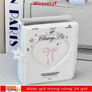 WEAVELYF Card Album, Pudding puppy 3 Inch Mini Photocard Binder, PVC với 16 trang bên trong Love Bow Idol Card Collect Book