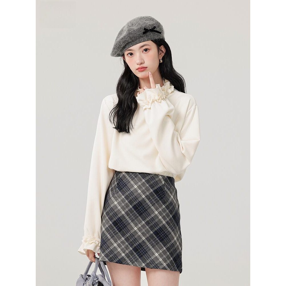 Mutu Sơ Mi Top Corduroy Tay Áo Thun, Phong Cách Pháp Cho Xuân Mới