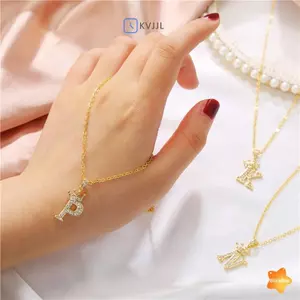 Mặt dây chuyền chữ cái Cubic Zirconia thời trang Nelace Vàng Hip Hop Punk Bảng chữ cái Trang sức mới
