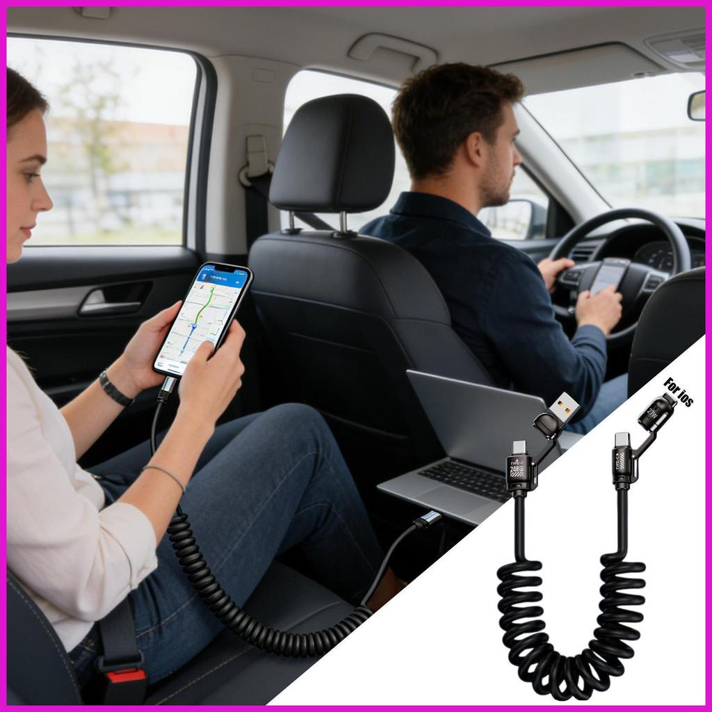 Cáp Sạc Nhanh 4 Trong 1 Sạc Xoay 360 Độ Có Thể Thu Vào Cáp Sạc Điện Thoại Cho Điện Thoại Xe Điện lyuvn