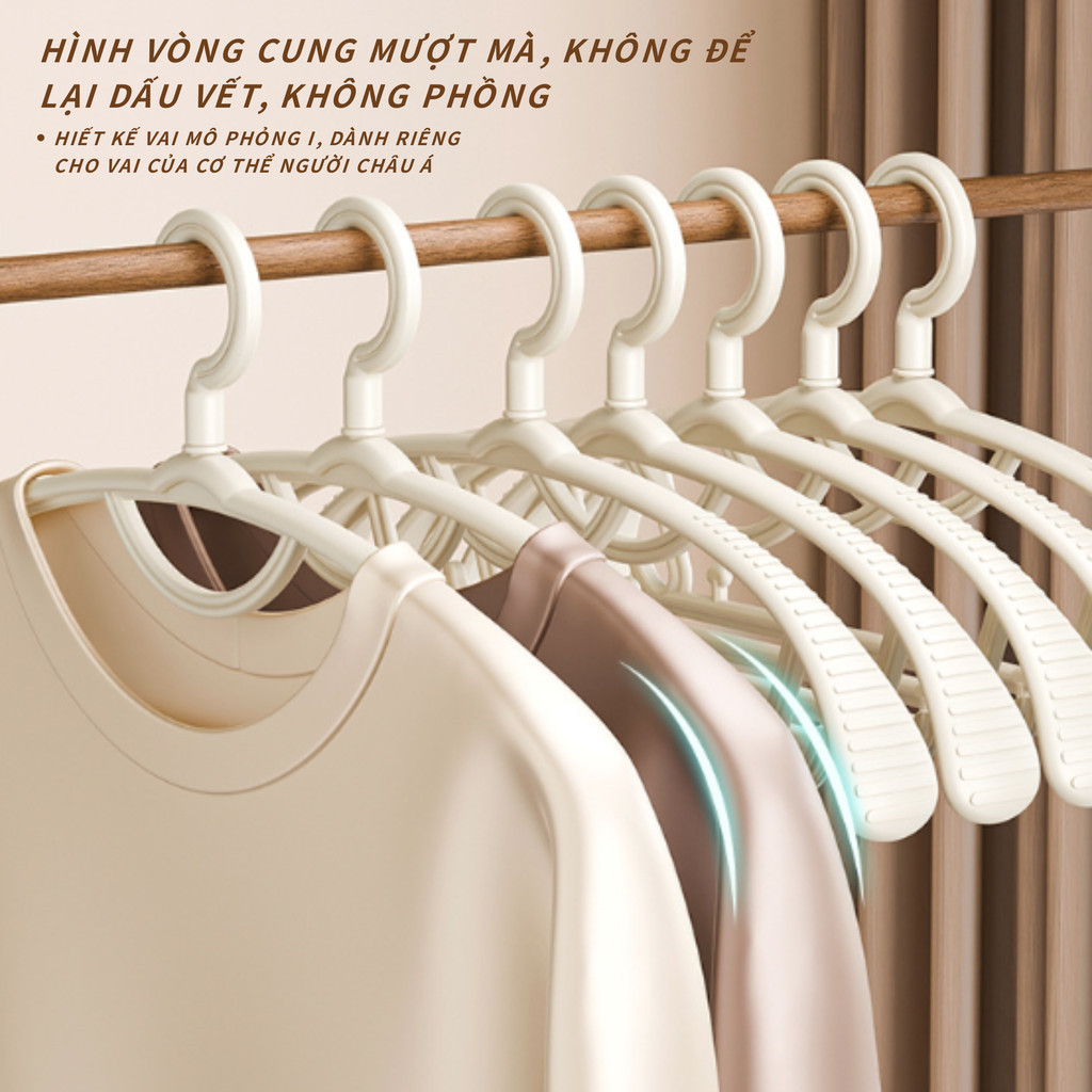Móc Treo Quần Áo Đa Năng 10-20 Cái - Thiết Kế Vai Rộng Chống Trượt, Chất Liệu Nhựa Dày Dặn, Treo Đồ Gia Đình Bền Bỉ