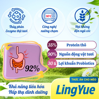 Thức ăn cho mèo hạt LINGYUE 1.5kG vị gà & thịt chim bô câu hạt cho mèo hỗ trợ hệ tiêu hóa, ăn ngon