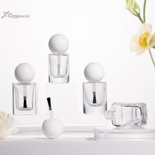 Cappuvini Chai sơn móng tay thủy tinh trong suốt 8/10/15ml, nắp có cọ, dùng đựng mỹ phẩm, thiết kế đẹp