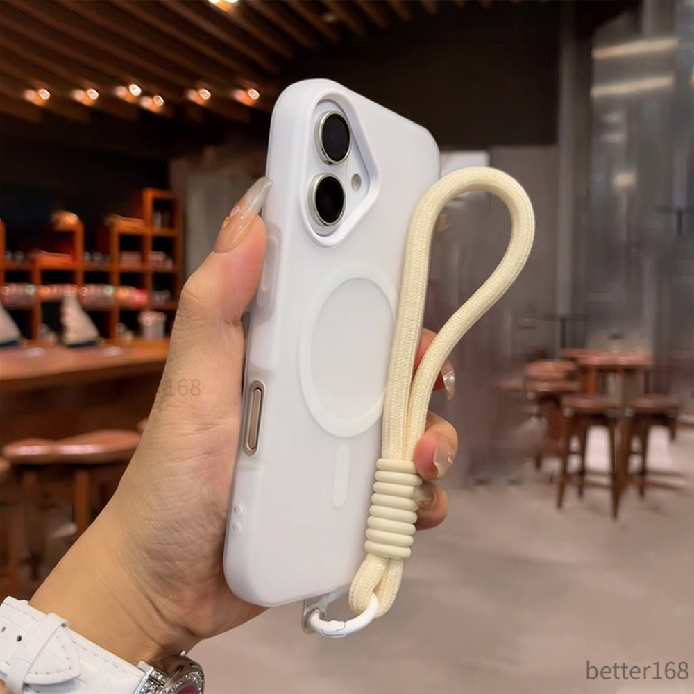 Vỏ điện thoại nam châm thạch 2 trong 1 có dây đeo, chống rơi vỡ chống vân tay cho iPhone 17/16/15/14/13/12 Pro Max/11