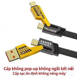 Bộ Sạc Đa Năng 4IN1 65W / 120W Cao Cấp 1M, Dây Dù Chống Đứt - Cho USB-Type C, Type C-Type C, Type C- i.P, USB-i.P