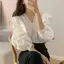 Áo sơ mi cổ V tay phồng thiết kế viền ren kiểu điệu dành cho nữ hàng hottrend XIMIMI SP462