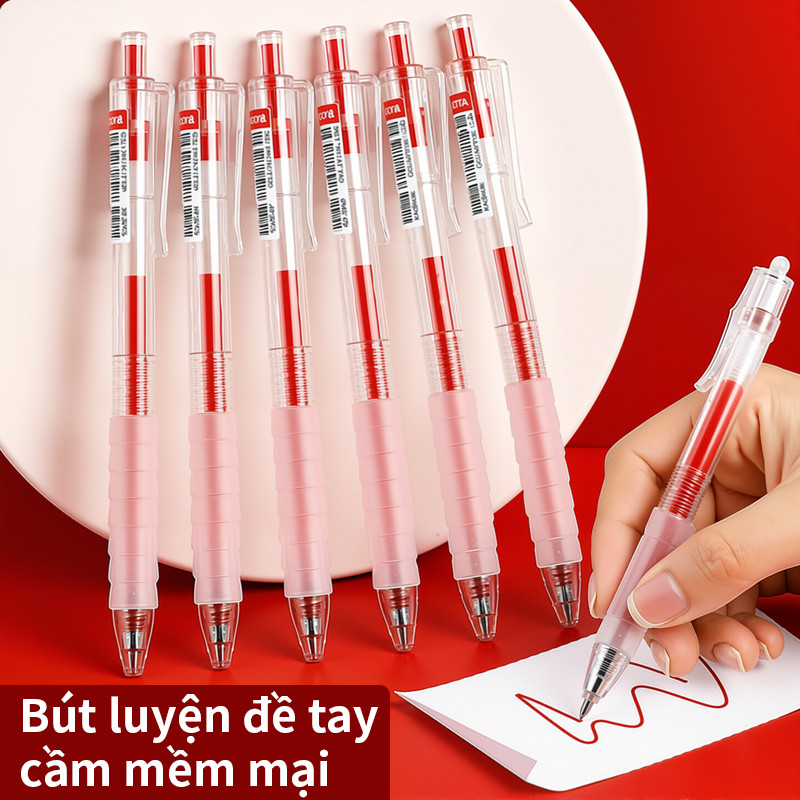 Bút bi mực đỏ xanh, lõi 0.5mm, viết đều và mượt mà, cán cầm dạng vân mây, dành riêng cho học sinh