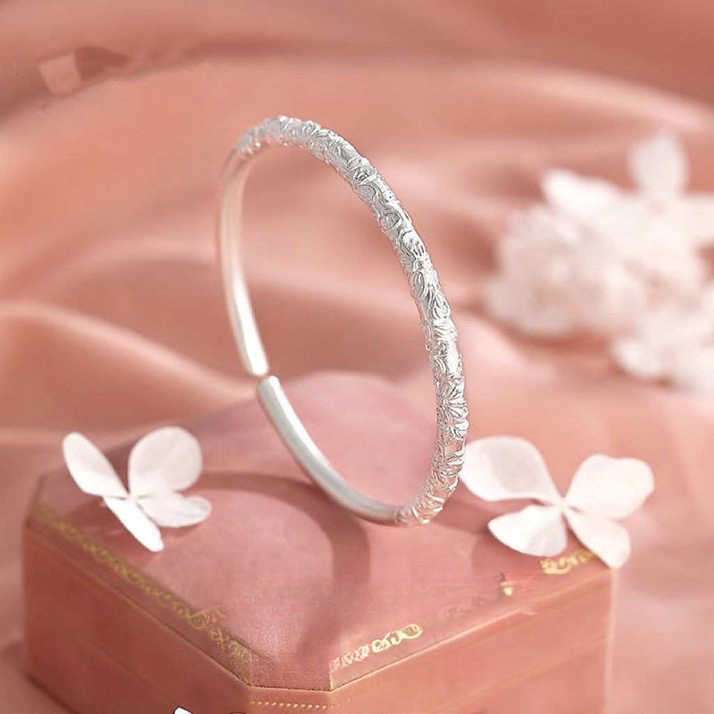 Thời trang khí chất hoa anh đào bạc tươi mát và đơn giản có thể điều chỉnh vòng tay nữ