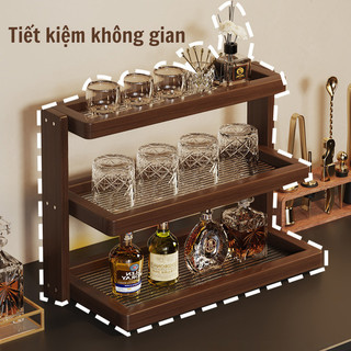 Kệ Để Ly Cốc Để Bàn Chất Liệu Gỗ Cao Cấp MAISON Kệ Để Đồ, Trưng Bày Đa Năng Nhiều Tầng Phong Cách Cổ Điển