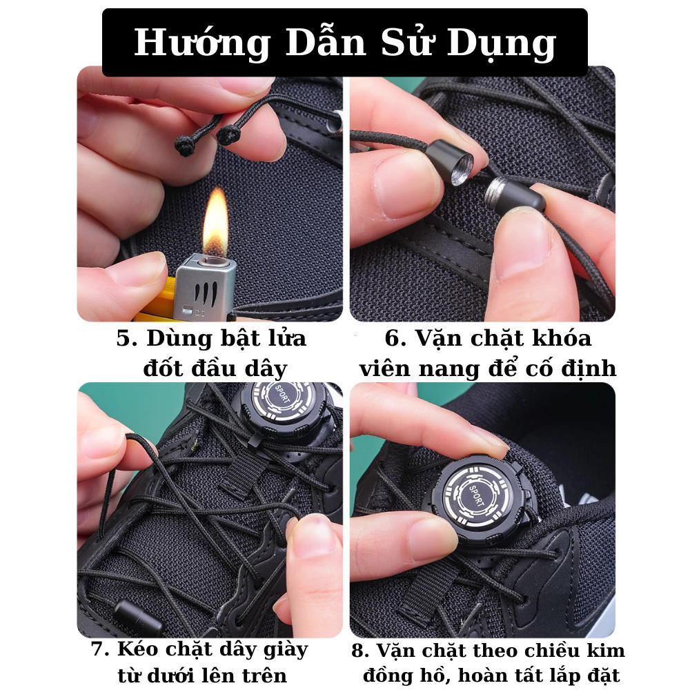 【COD】Dây giày khóa xoay với cơ chế khóa xoay, siết nhanh, điều chỉnh linh hoạt, thích hợp cho mọi loại giày thể thao.
