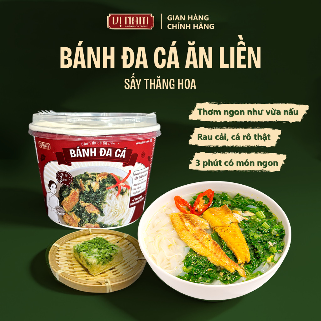 Bánh Đa Cá ăn liền - Vị Nam Foods - Mì ăn liền - Sấy thăng hoa, Tiện ích, Thơm ngon, bổ dưỡng