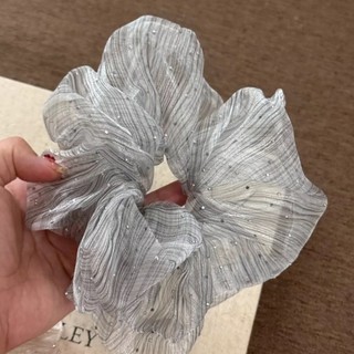 Hululu - Dây buộc tóc nữ cao cấp phong cách Hàn Quốc, đá kim cương và organza xếp ly, đa dụng cho đuôi ngựa hoặc mũ đội đầu