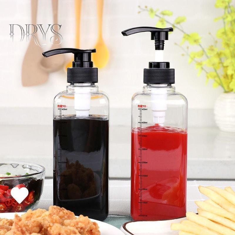 (TFT) 500ML / 1000ML Hộp Đựng Chất Lỏng Có Cân Cà Phê Xi-rô Nhỏ Giọt Chai Có Bơm Thủy Lực Đầu Vòi Bếp Lọ Mật Ong Hộp Đựng MỚI