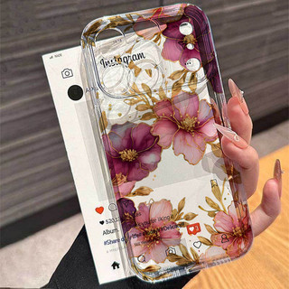 Vỏ hoa hoa thời trang dành cho IPhone 17 15 16 Pro Max 16E 16 Plus 17 Air Trong suốt Chống rơi Retro Nghệ thuật Thời trang Hàn Quốc Vỏ đơn giản
