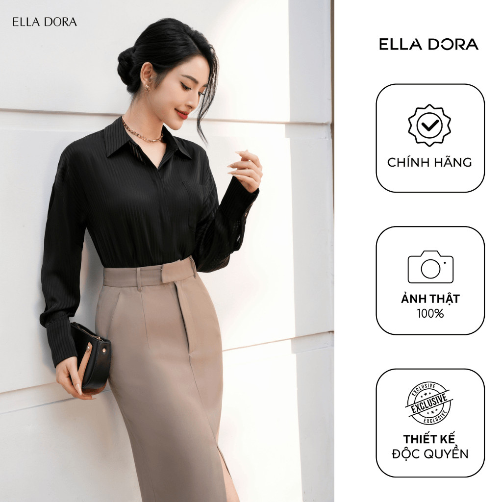 Chân váy ôm ELLA DORA thiết kế khóa trước dáng bút chì cạp cao thanh lịch sang trọng MÀU NÂU [CV135]