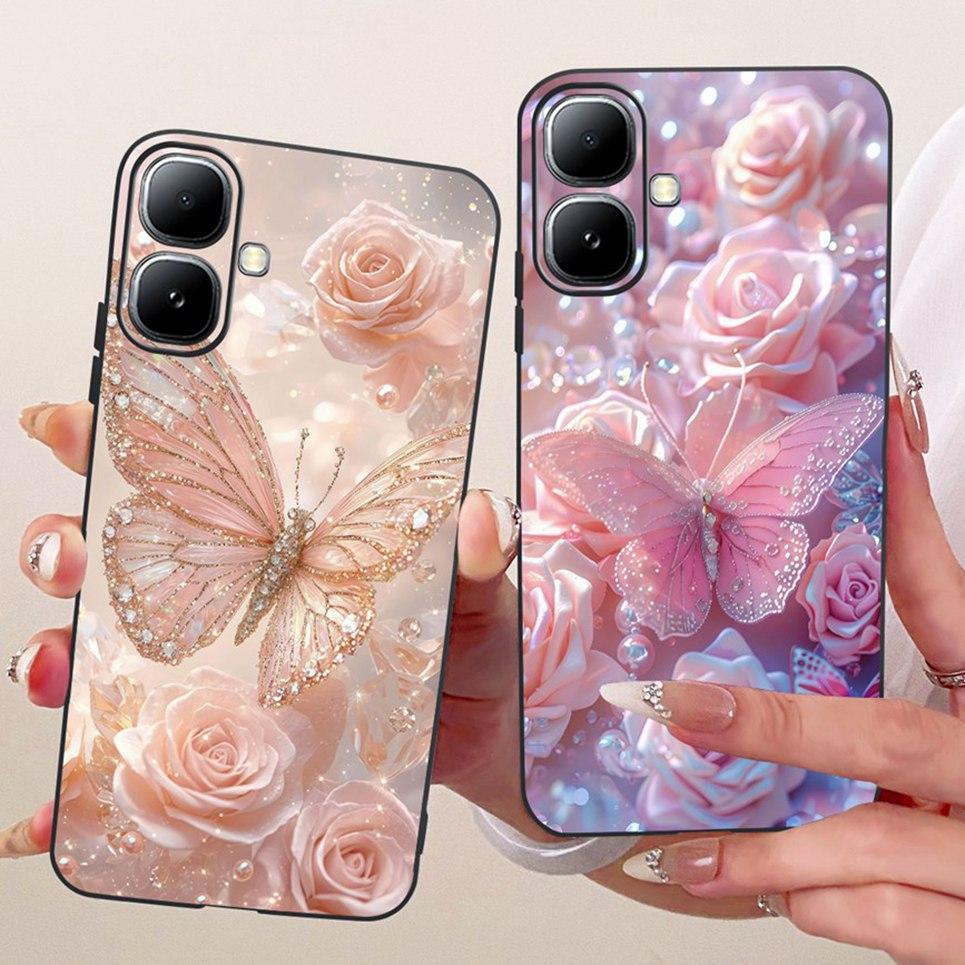 Hoa Bướm Sang Trọng Nữ Tính Thời Trang Cho Infinix Smart 20 4G Ốp lưng X6840 Mềm Mỏng Mờ Silicon TPU Ốp Lưng