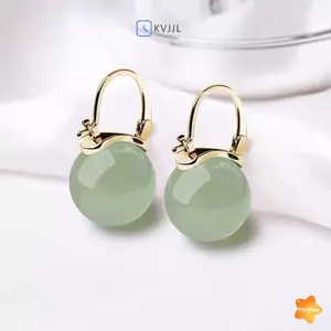 Bông Tai Hạt Ngọc Bích Cổ Điển, Phong Cách Nhẹ Nhàng - Phụ Kiện Trang Sức Cho Nữ