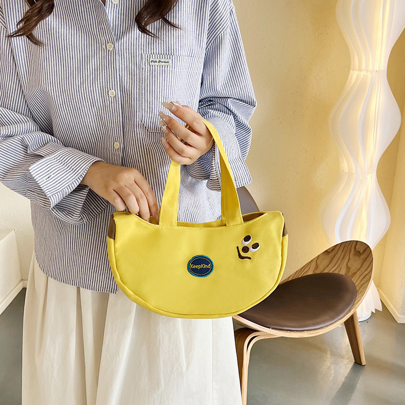 Túi đeo chéo hình quả chuối màu vàng Túi xách vải Kawaii cho du lịch đi biển mùa hè