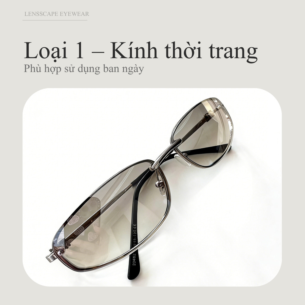 Lensscape Kính mát nữ dáng chữ nhật nhỏ gọng kim loại UV400 tròng màu nhẹ dùng hằng ngày y2k