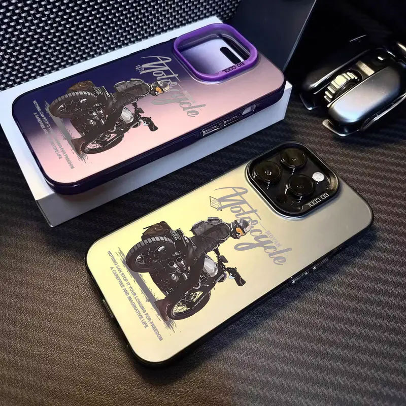 Ốp Xe Máy Hoạt Hình Cho iPhone 11-15 Pro Max Vỏ Mềm Chống Sốc
