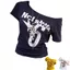 Áo đeo vai JVSUB, Tay ngắn in chữ Y2k, Cổ xiên thời trang Body Crop Top Phong cách cổ điển