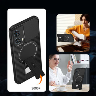 Dành Cho Motorola Moto Edge 50 Fusion / G96 5G Ốp điện thoại Sợi Carbon Kết Cấu Từ Tính Cứng Có Chân Đế Mềm TPU Edge Chống Sốc Mỏng Bao