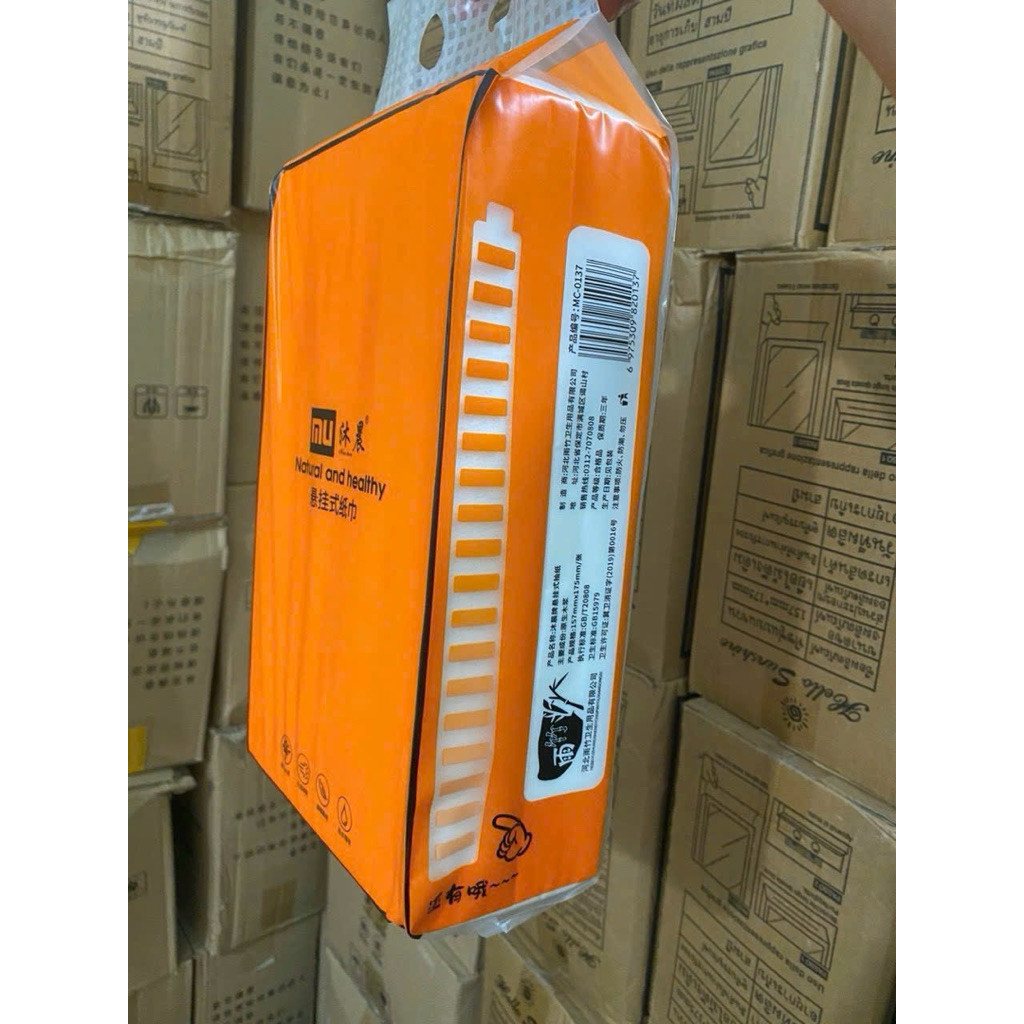 Combo thùng 4 bịch giấy rút vệ sinh ,giấy rút treo tường Natural nội địa trung (Tặng móc đa năng)