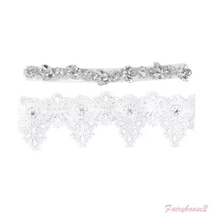 Đôi garters cổ điển cho cô dâu với ren và kim cương giả lấp lánh - Perfect cho đám cưới và lễ kỷ niệm