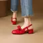 VNMZG34-39 Size Lớn Nơ Ngọt Ngào Bằng Sáng Chế Da Ngón Chân Sandal Nông Lưng Rỗng Khóa Dây Đeo Mary Jane Giày Cưới