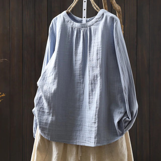 Áo sơ mi nữ cotton chất lượng cao màu trơn dáng dài tay rộng có ngực đơn, áo sơ mi thường ngày