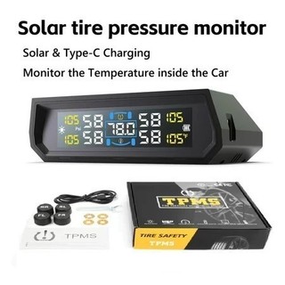 2026 Cảm Biến Áp Suất Lốp Ô Tô TPMS Màn Hình Led Màu Pin Hỗ Trợ Năng Lượng Mặt Trời,cảnh báo bằng tiếng Việt