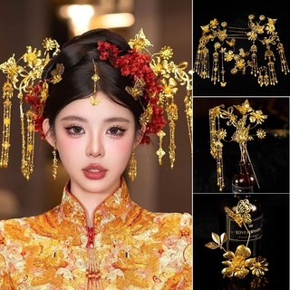 Mũ cô dâu màu vàng đơn giản với tua rua retro - Phụ kiện cưới sang trọng