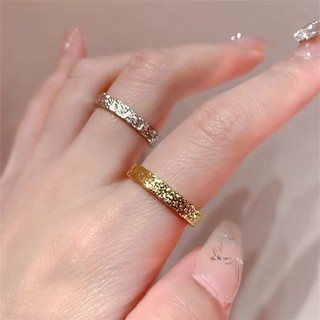 Nhẫn vàng nước handmade ripple búa họa tiết lấp lánh, phong cách Hàn Quốc ngọt ngào, đa năng