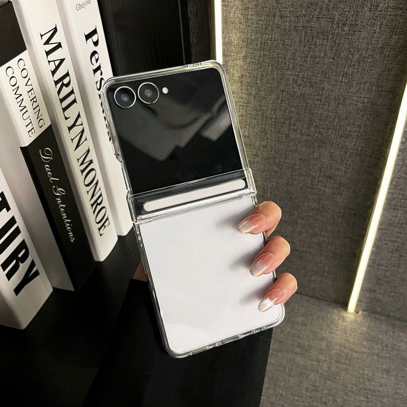 Ốp Điện Thoại Trong Suốt Từ Tính Cho Samsung Galaxy Z Flip 7 7FE Flip 6 Flip 5 Cho Sạc Không Dây Gấp Bìa Cứng