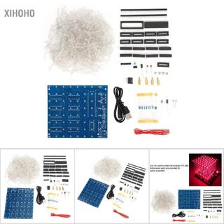 xihoho Hyuduo 3D Led Light Squared Kit 8x8x8 Cube Red Blue DIY Hand Made Trang trí nội thất Sáng bóng và độc đáo Tay nghề tuyệt vời để làm quà tặng chân thành (Màu đỏ)