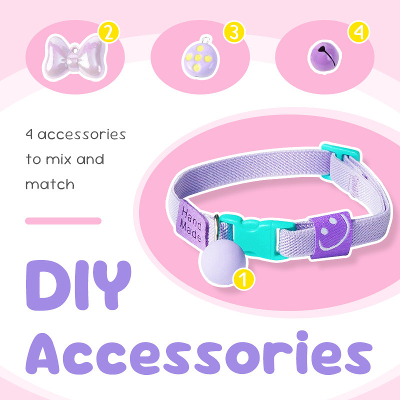 HamshMoc Cat DIY Co Giãn Cổ Phụ Kiện Có Thể Điều Chỉnh Mềm Mại Thoải Mái Kích Thước Cổ 20-30cm Cho Trong Nhà / Ngoài Trời