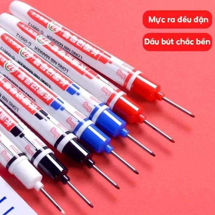Bút đánh dấu lỗ sâu 20mm, đầu ngòi dài chắc chắn, mực đen/đỏ/xanh dương sắc sảo, dụng cụ cần thiết cho thợ mộc
