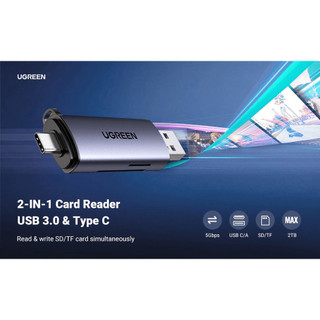 Đầu đọc thẻ SD TF chân cắm USB Type C UGREEN CM185 Kết nối OTG | Thiết kế nhỏ gọn 50706 - Chính Hãng