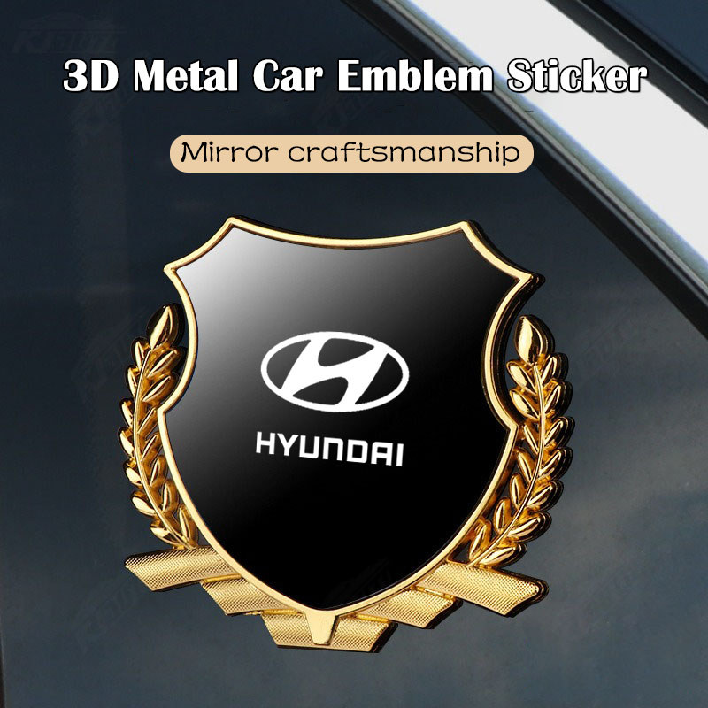 Hyundai Kim Loại Biểu Tượng Miếng Dán Tai Lúa Mì Bên Cửa Sổ Miếng Dán Cá Tính Trang Trí Xe Sửa Đổi Miếng Dán Cho Hb20 Tucson I30 Avante Palisade Creta Accent Santa Fe i10 kona