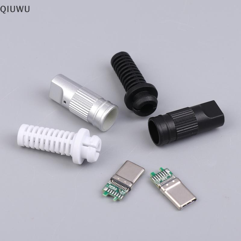 QIUWU 2 / 5 Cái USB3.1 24Pin Type-C Nam 5 Khớp Hàn Cho Điện Thoại Di Động C Đến C Với CC Solder Pad Sửa Chữa DIY Cắm Dữ Liệu.
