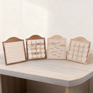 Giá đỡ trưng bày trang sức HIGHVIEWLS, Dụng cụ trưng bày bông tai bằng nhung dọc, Khay đựng đồ trang sức nhiều lớp bằng gỗ nguyên khối Prmeium Đạo cụ phát sóng trực tiếp