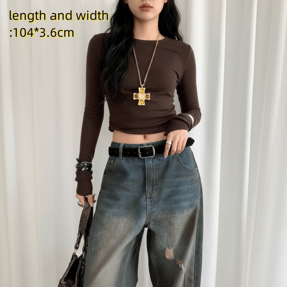 Thắt lưng HOBBYIN màu nâu, dây thắt lưng trang trí thời trang