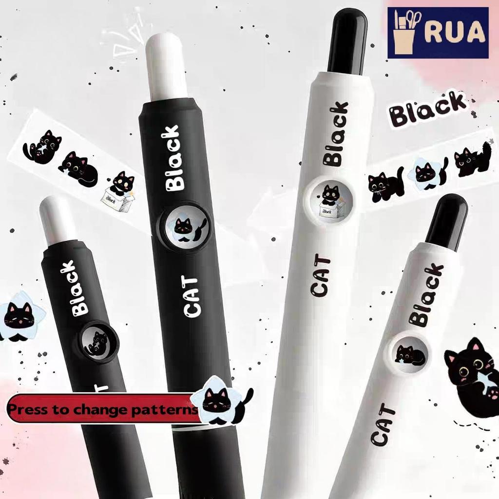 RUA 4 Bút Gel Họa Tiết 0.5 Mm Qui-Dry Ink-Smooth Viết Bút Có Thể Thu Vào Trường Văn Phòng Phẩm Quà Tặng Sinh Nhật Mới