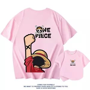Thun Anime cotton 90-150cm cổ đẳng Trẻ in hoạt hình Luffy ngắn tay 3-12 tuổi