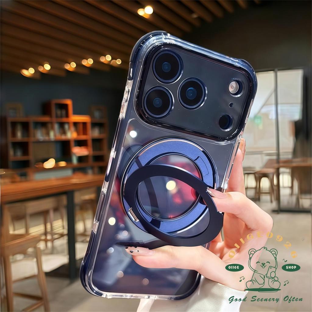 【 Ốp lưng iPhone17 】 Giá đỡ xoay pha lê băng chống rơi Vỏ điện thoại từ tính iPhone17 Pro Max 16 cho vỏ iPhone Vỏ mềm silicon TPU chống sốc