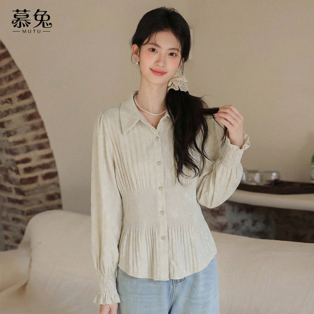 Mutu Pháp Cao Cấp - Áo Sơ Mi Nữ Tay Ve, Nẹp Mỏng Hợp Mốt