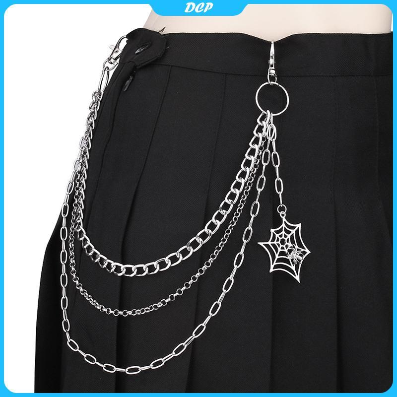 [DCP] Quần Kim Loại chuỗi Mạng Nhện Mặt dây chuyền quần jean chuỗi hip hop eo chuỗi [VN]