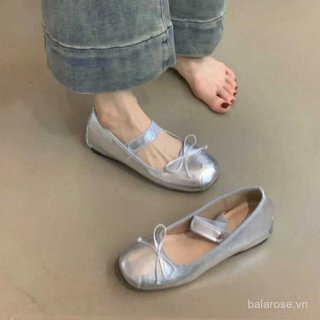 Giày Nữ Đế Bằng Phong Cách Nhẹ Nhàng Mary Jane Giày Nữ 2026 Mới Pháp Thanh Lịch Satin Phù Hợp Với Đầm Tăng Chiều Cao Giày